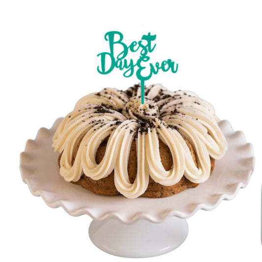 Cookies n' Cream | Teal "BEST DAY EVER" Candle Holder Bundt Cake