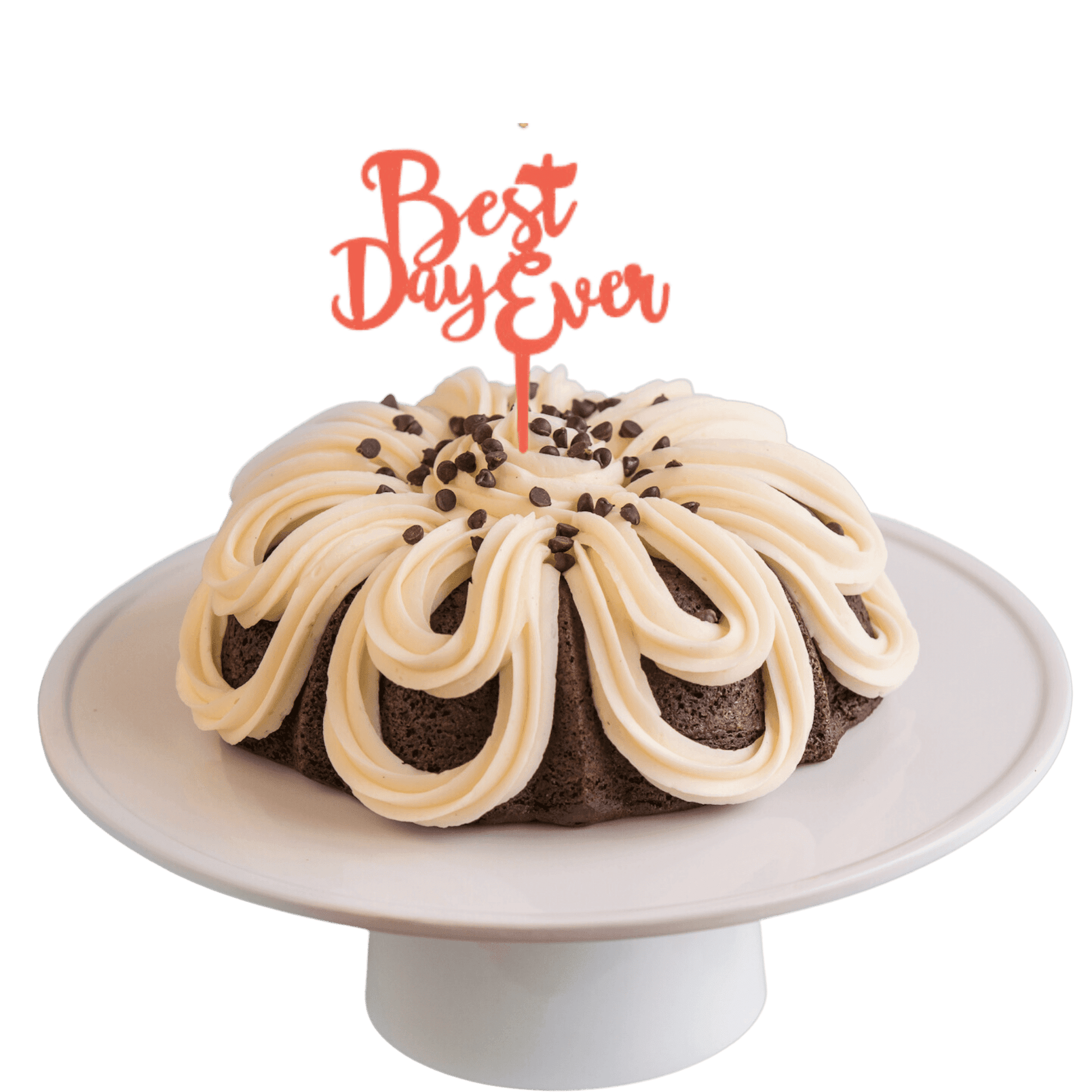 Double Chocolate Coral "BEST DAY EVER" Candle Holder Bundt Cake
