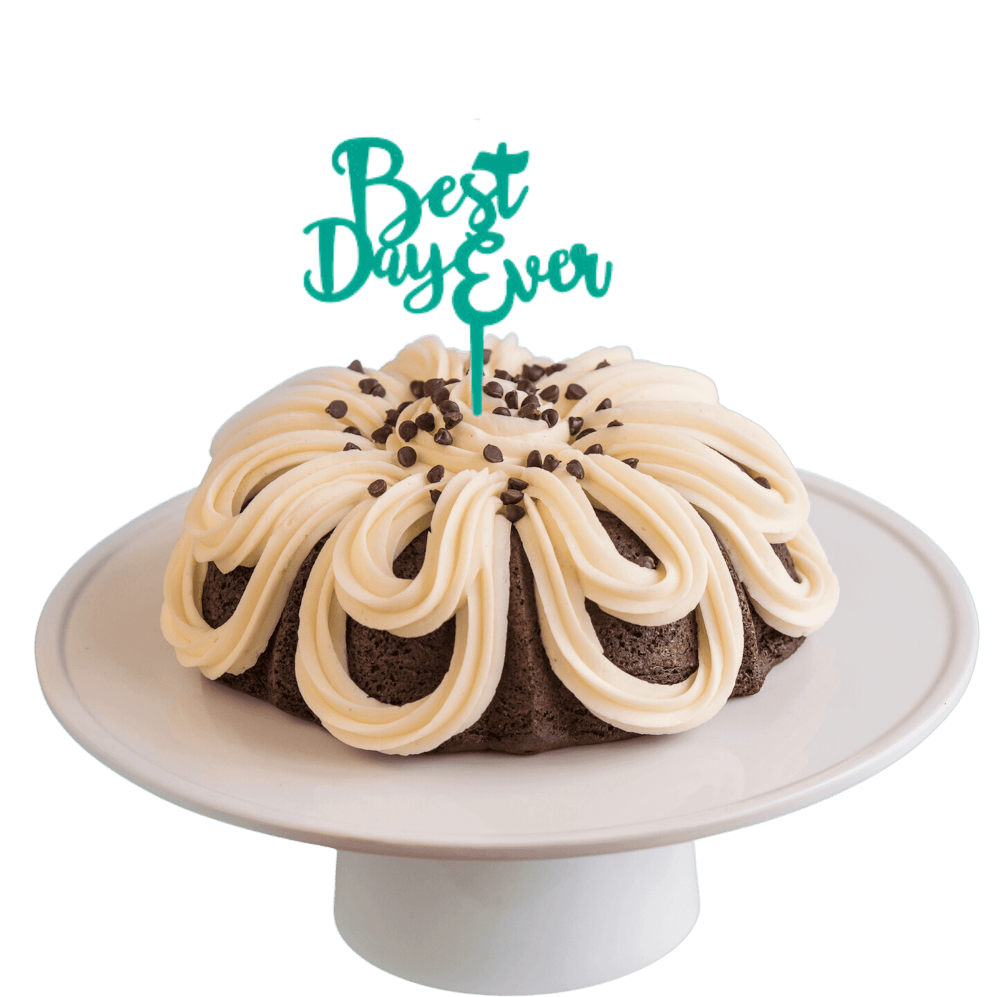 Double Chocolate Teal "BEST DAY EVER" Candle Holder Bundt Cake