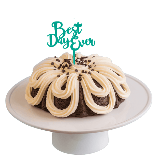 Double Chocolate Teal "BEST DAY EVER" Candle Holder Bundt Cake