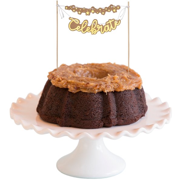 German Chocolate | "CELEBRATE" Banner Bundt Cake