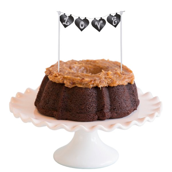 German Chocolate | Chalkboard "LOVE" Banner Bundt Cake