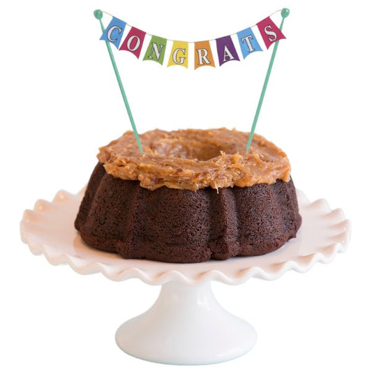 German Chocolate | "CONGRATS" Cake Banner Bundt Cake