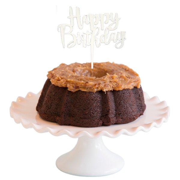 German Chocolate | "HAPPY BIRTHDAY" Candle Topper Bundt Cake