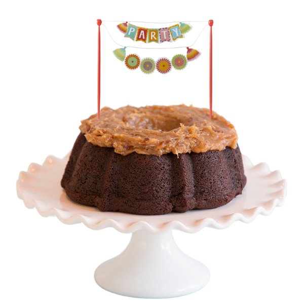 German Chocolate "PARTY" Fiesta Banner Bundt Cake