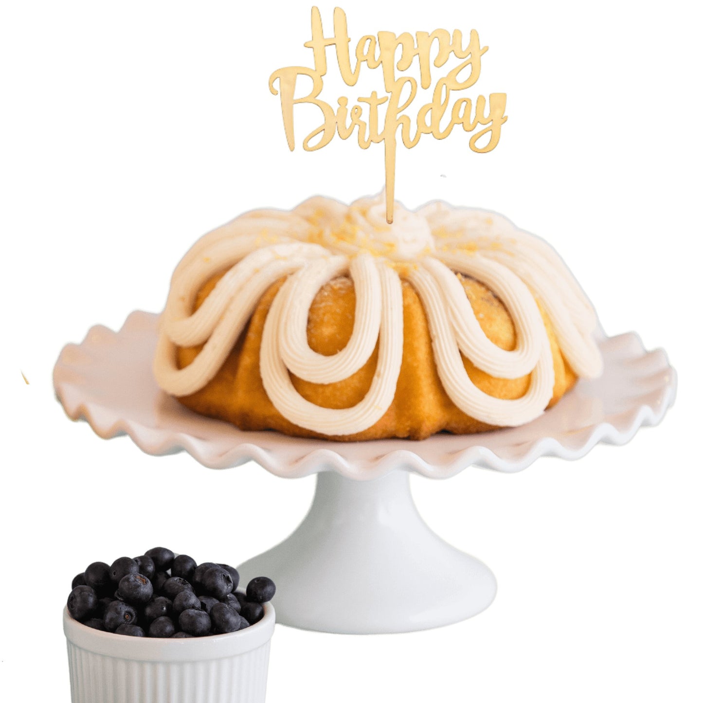 Lemon Blueberry "HAPPY BIRTHDAY" Candle Topper Bundt Cake