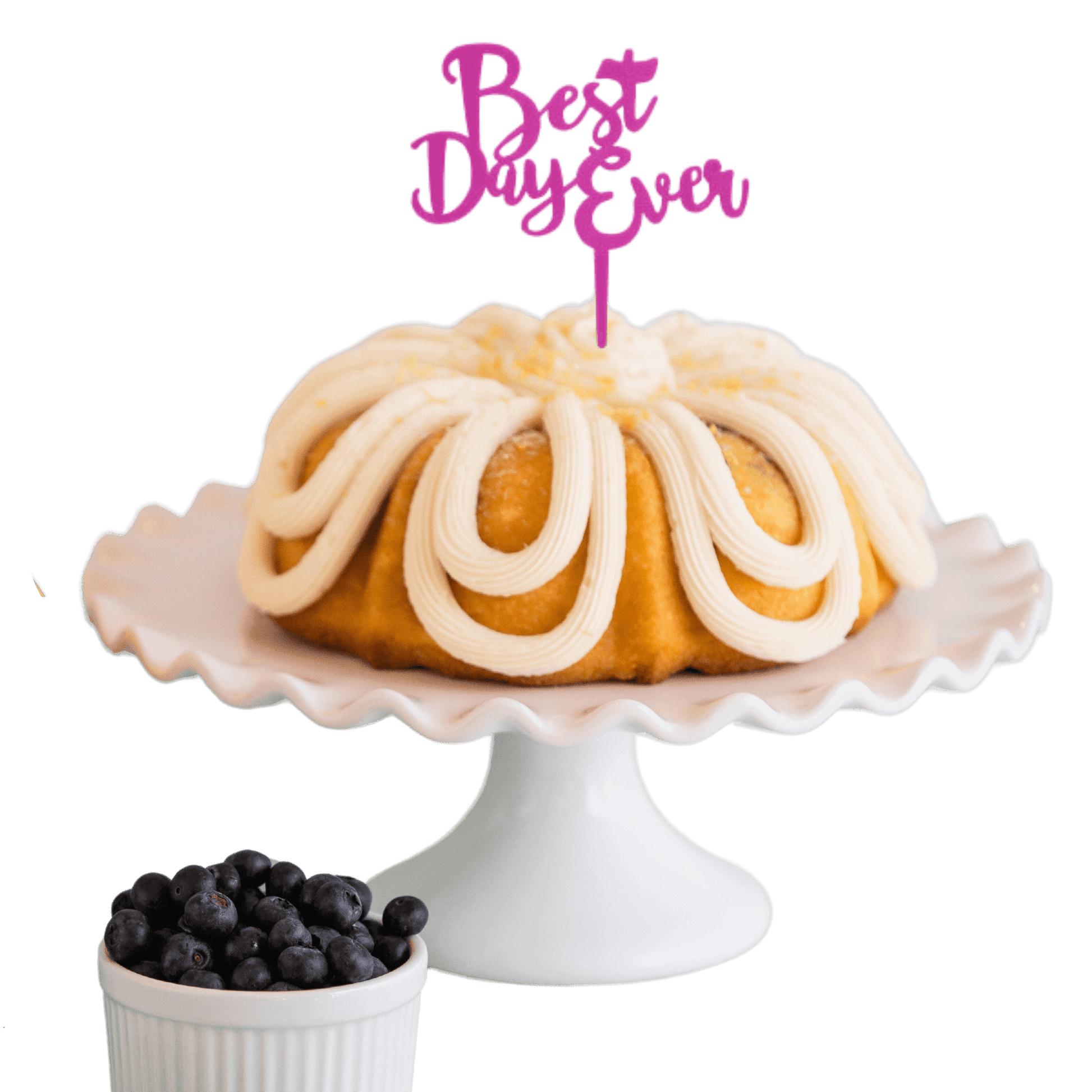Lemon Blueberry Purple "BEST DAY EVER" Candle Holder Bundt Cake