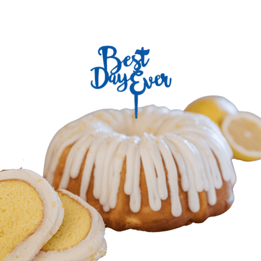 Lemon Squeeze Blue "BEST DAY EVER" Candle Holder Bundt Cake