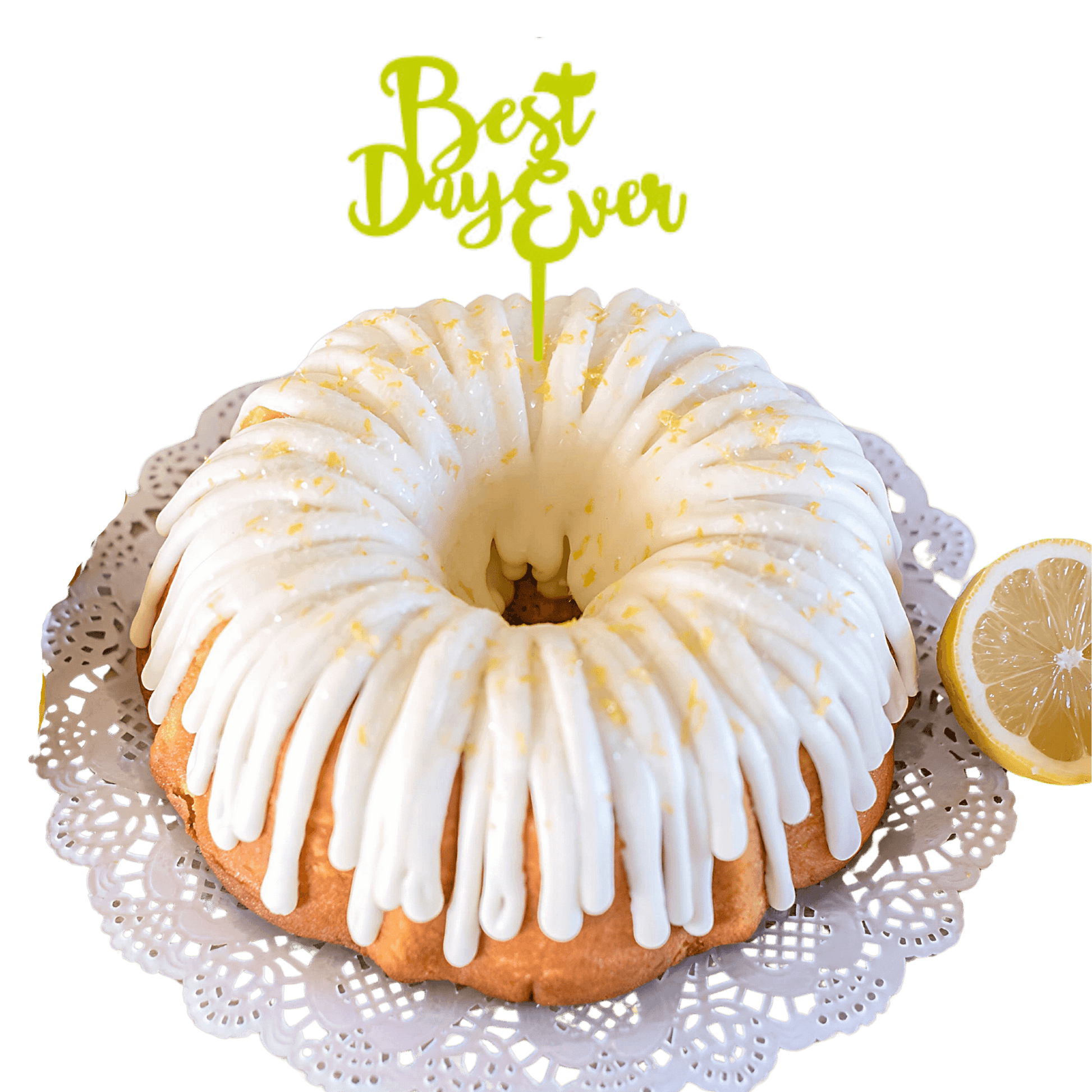 Lemon Squeeze Lime "BEST DAY EVER" Candle Holder Bundt Cake