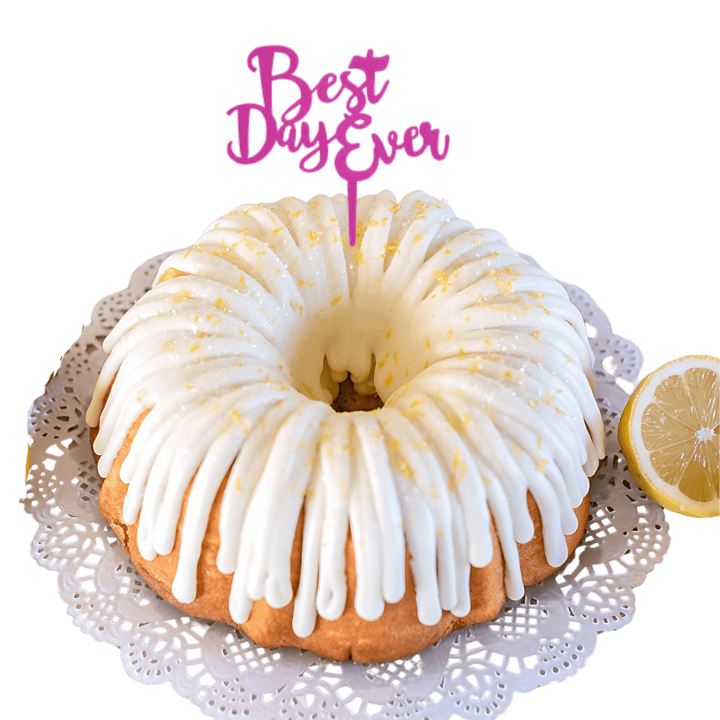 Lemon Squeeze Purple "BEST DAY EVER" Candle Holder Bundt Cake