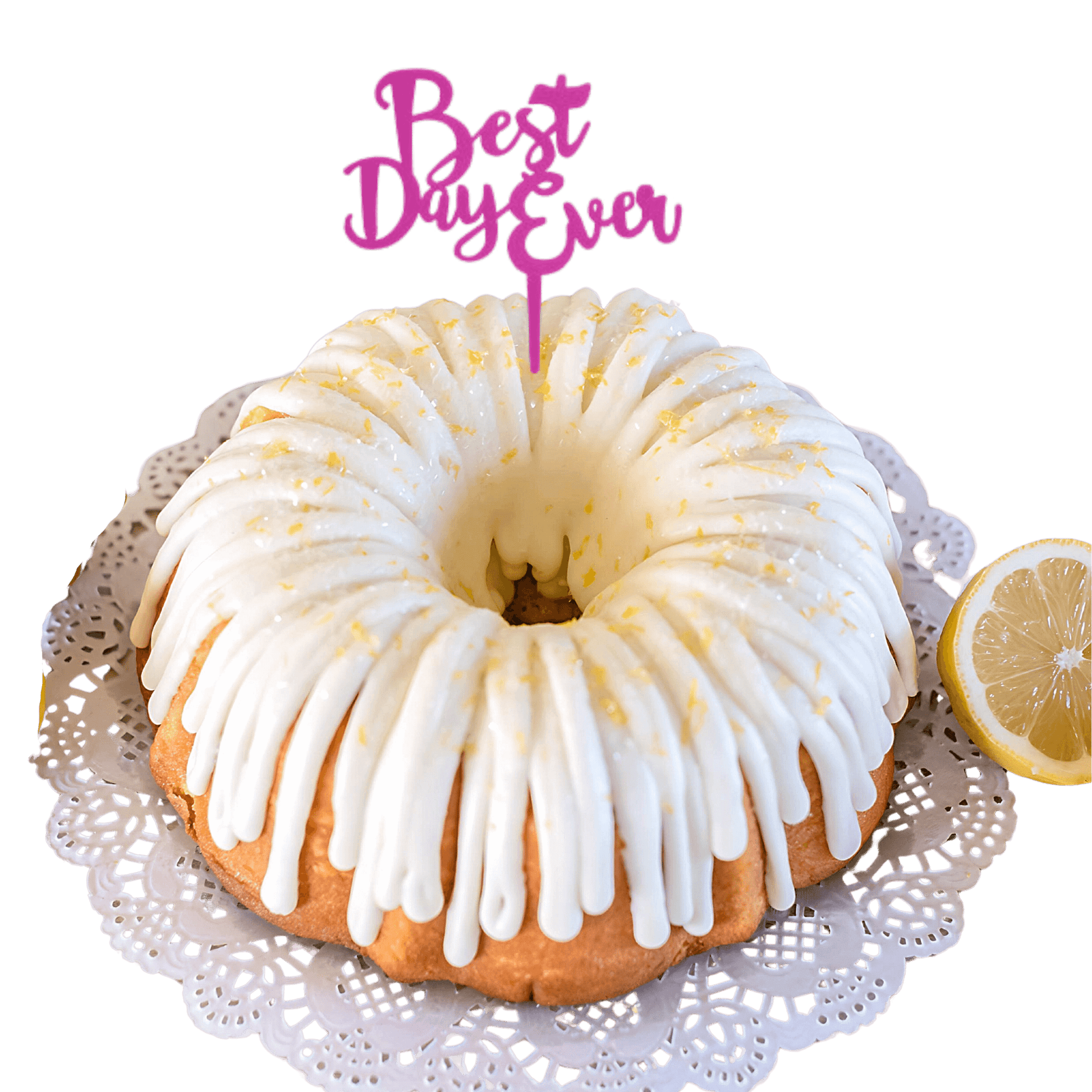 Lemon Squeeze Purple "BEST DAY EVER" Candle Holder Bundt Cake