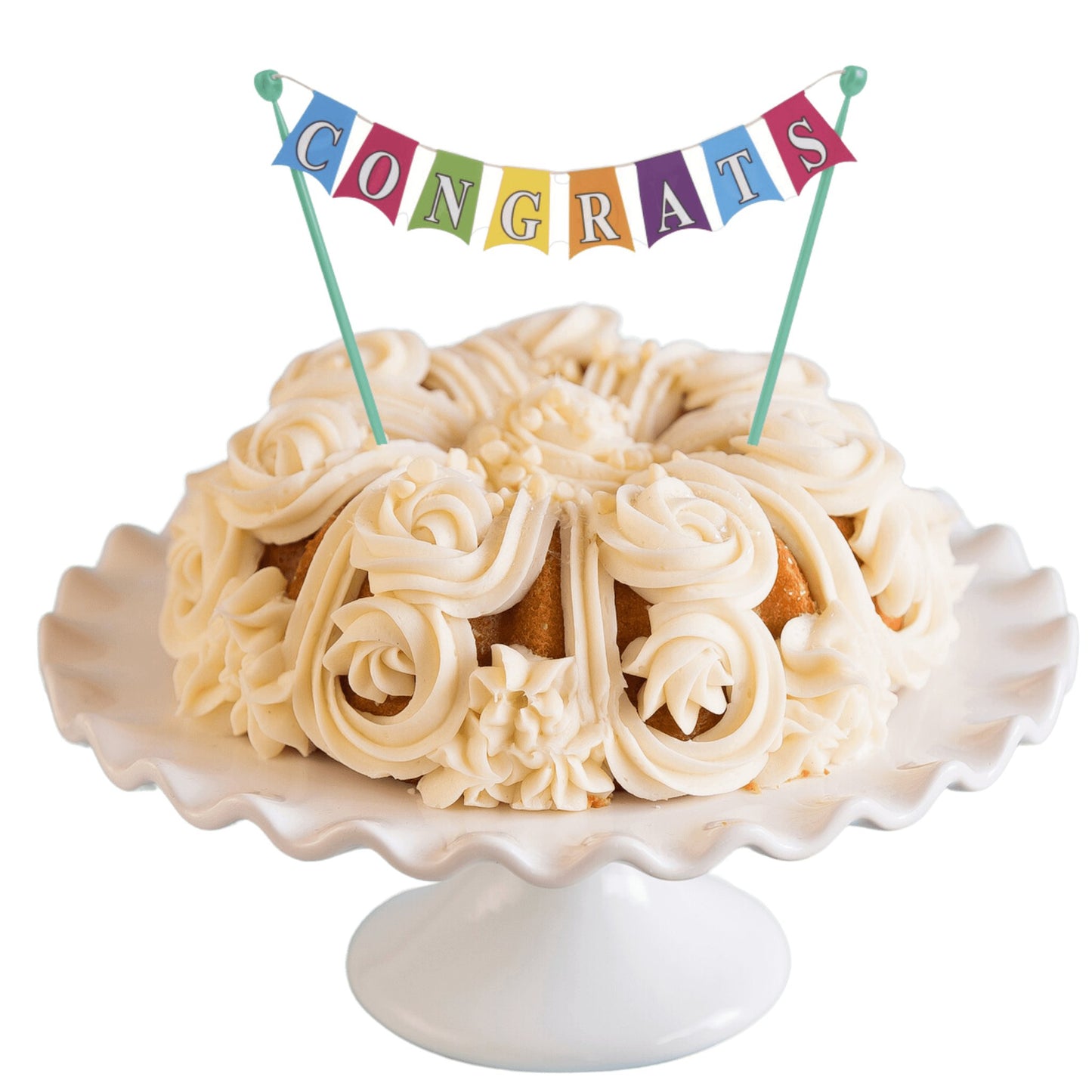 Raspberry Truffle "CONGRATS" Cake Banner Bundt Cake