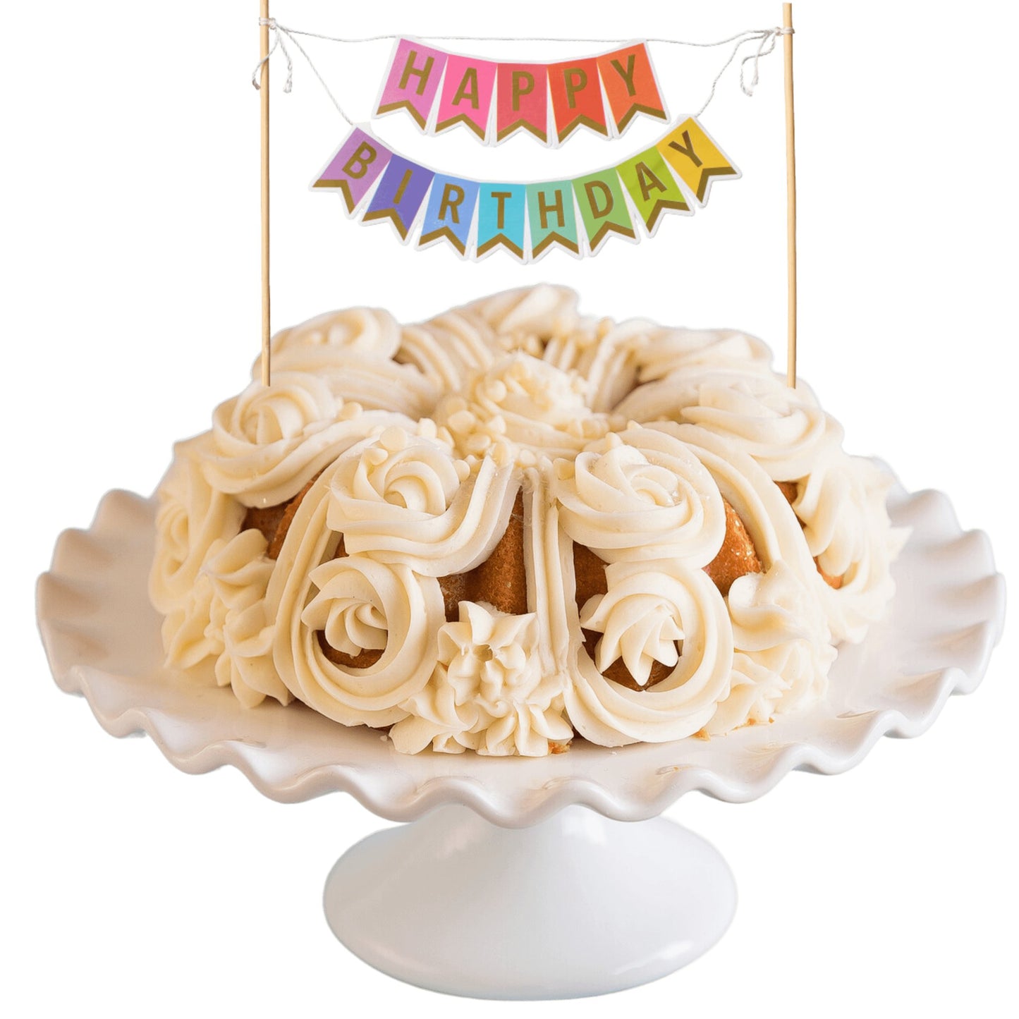 Raspberry Truffle "HAPPY BIRTHDAY" Awning Banner Bundt Cake