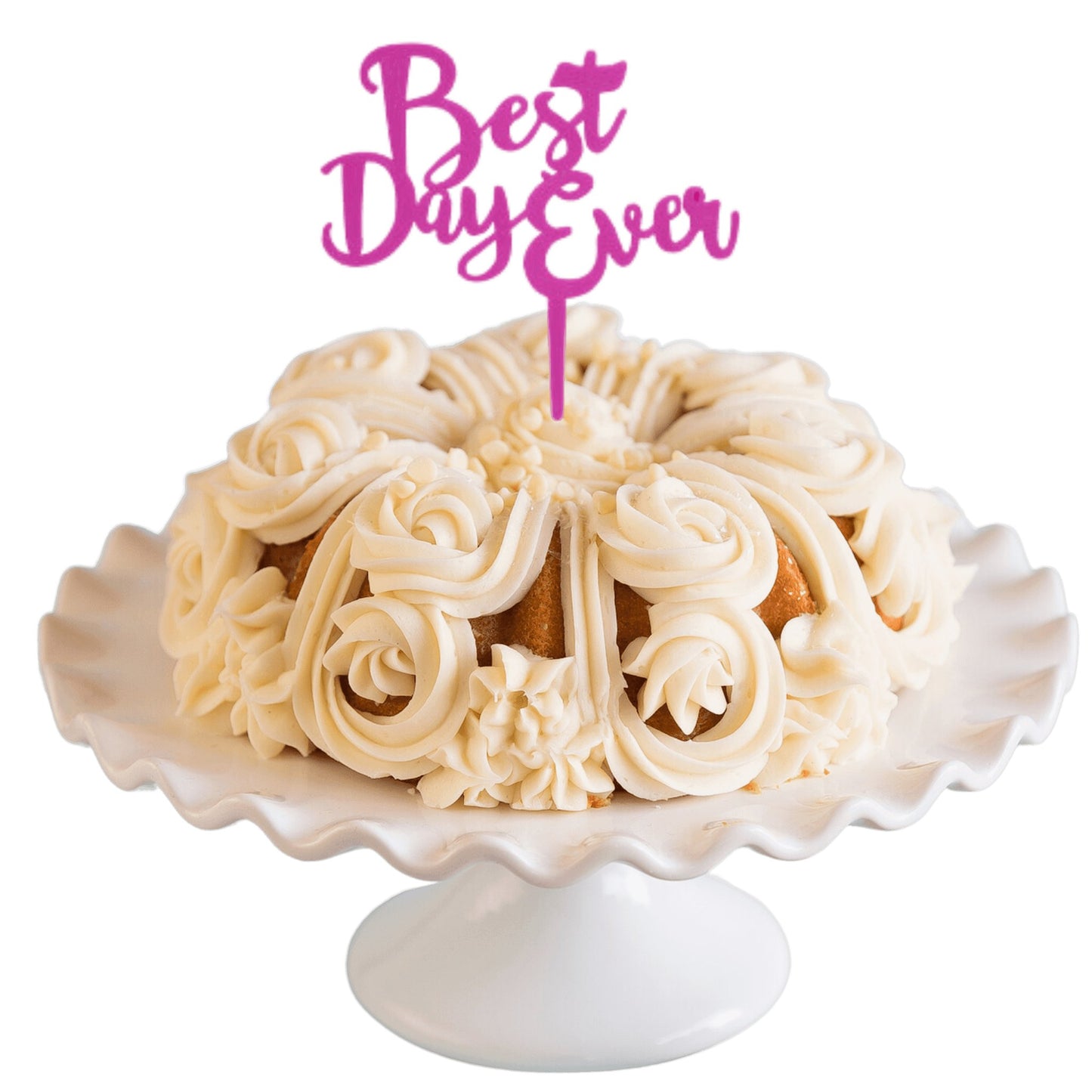 Raspberry Truffle Purple "BEST DAY EVER" Candle Holder Bundt Cake