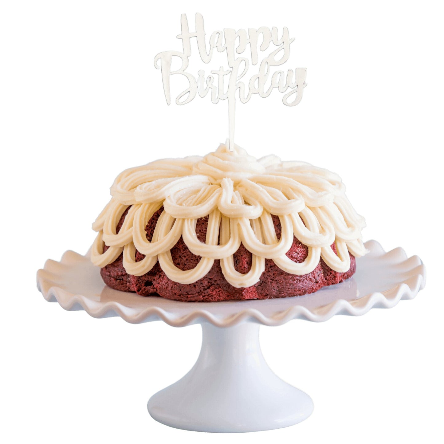 Red Velvet Black "HAPPY BIRTHDAY" Candle Topper Bundt Cake