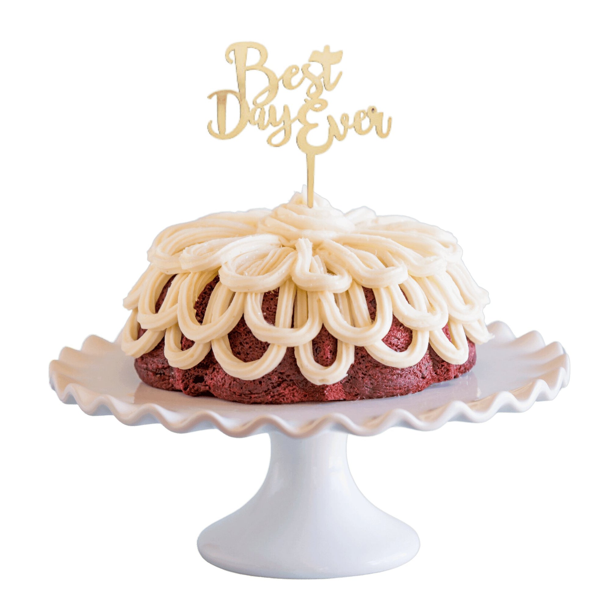 Red Velvet Black "HAPPY BIRTHDAY" Candle Topper Bundt Cake