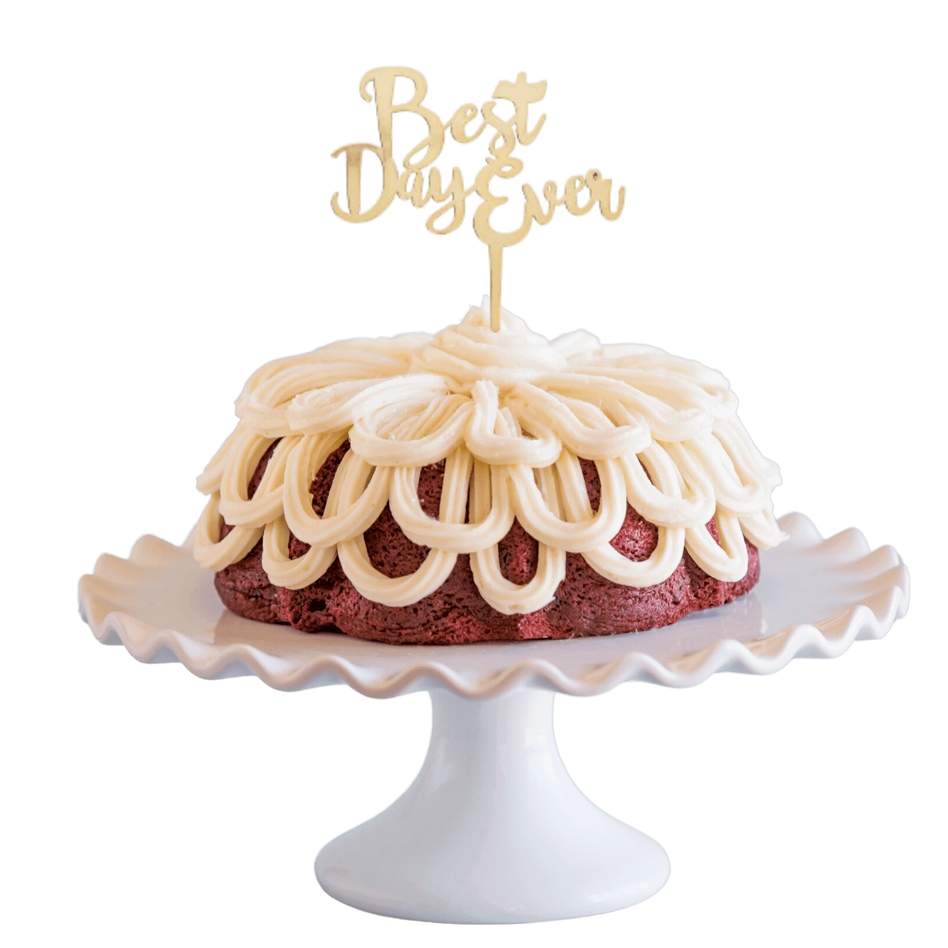 Red Velvet Gold "BEST DAY EVER" Candle Holder Bundt Cake