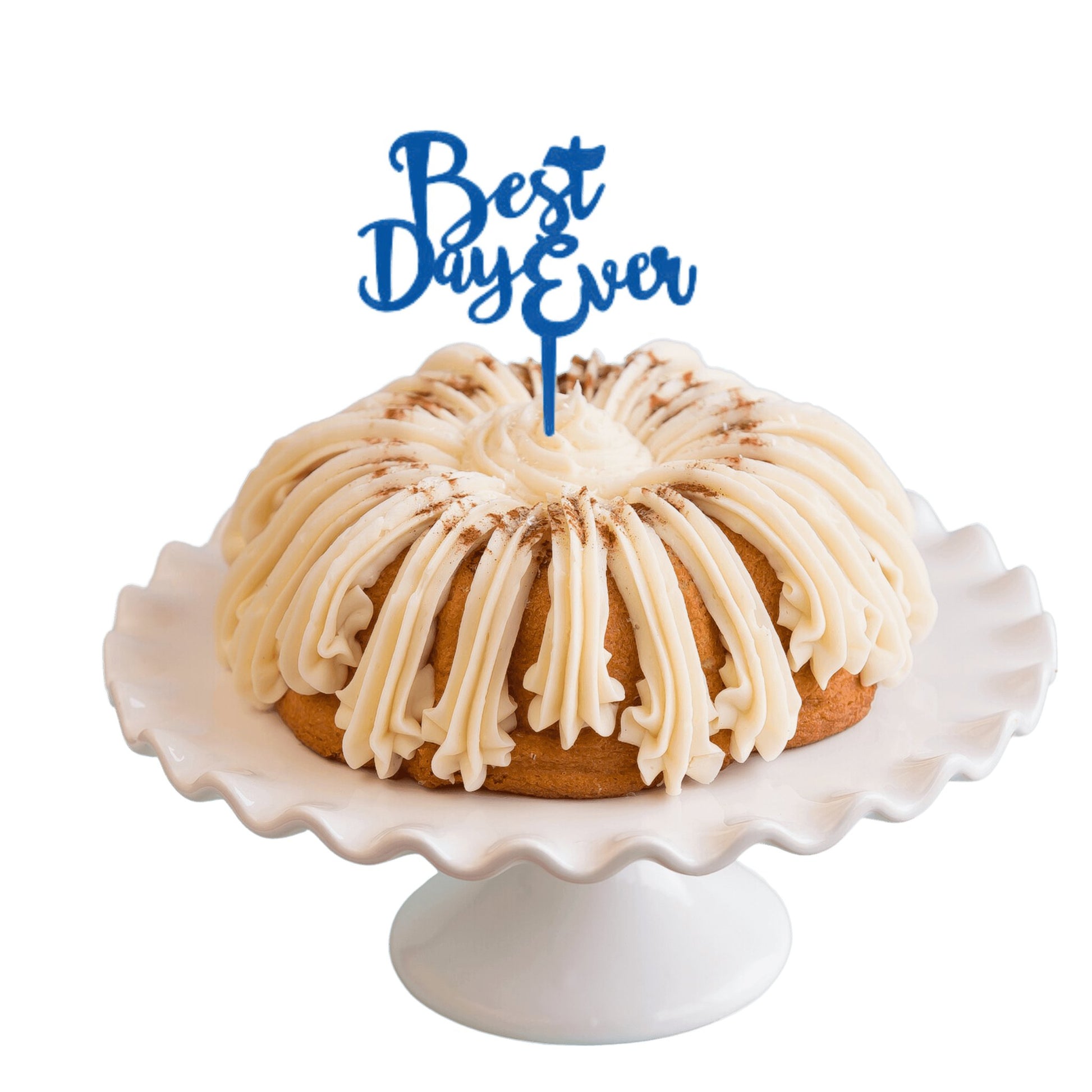 Snickerdoodle Blue "BEST DAY EVER" Candle Holder Bundt Cake