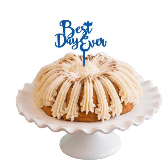 Snickerdoodle Blue "BEST DAY EVER" Candle Holder Bundt Cake