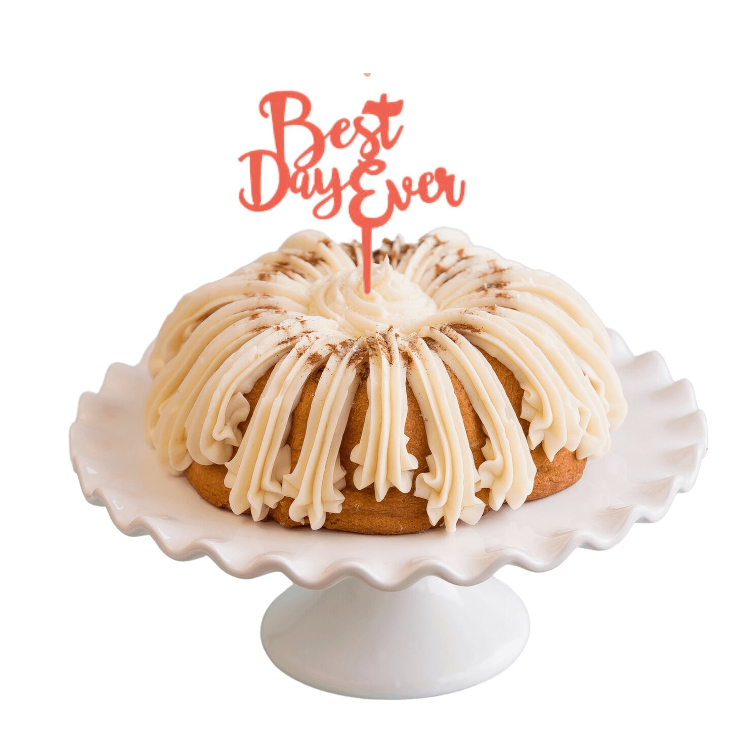 Snickerdoodle Coral "BEST DAY EVER" Candle Holder Bundt Cake