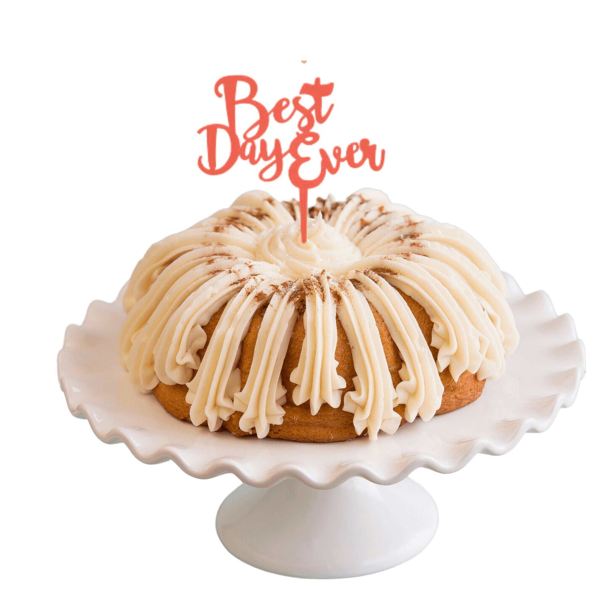 Snickerdoodle Coral "BEST DAY EVER" Candle Holder Bundt Cake