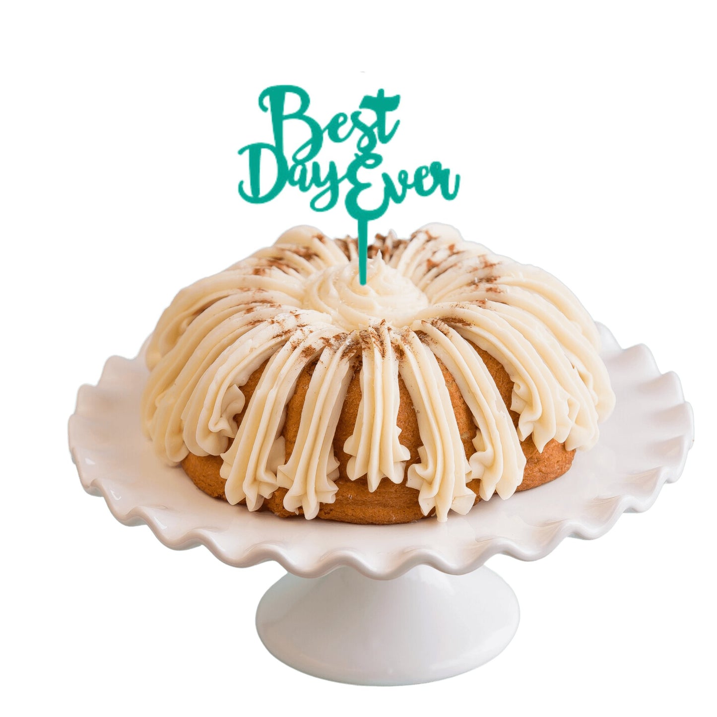 Snickerdoodle Teal "BEST DAY EVER" Candle Holder & Cake Topper Bundt Cake