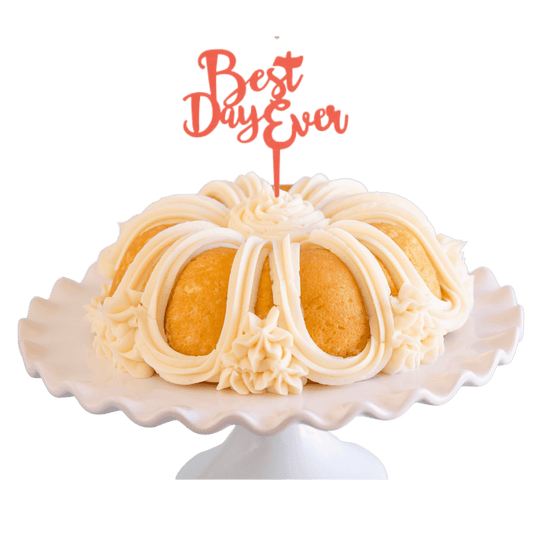 Vanilla Bean Coral "BEST DAY EVER" Candle Holder Bundt Cake