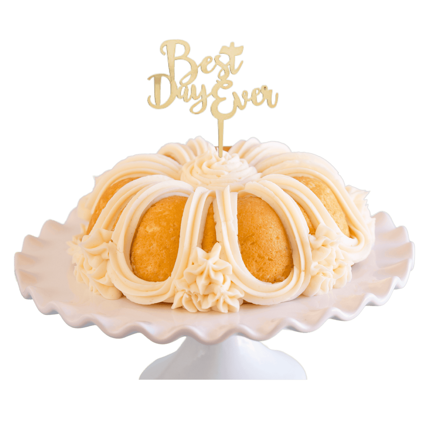 Vanilla Bean Gold "BEST DAY EVER" Candle Holder Bundt Cake