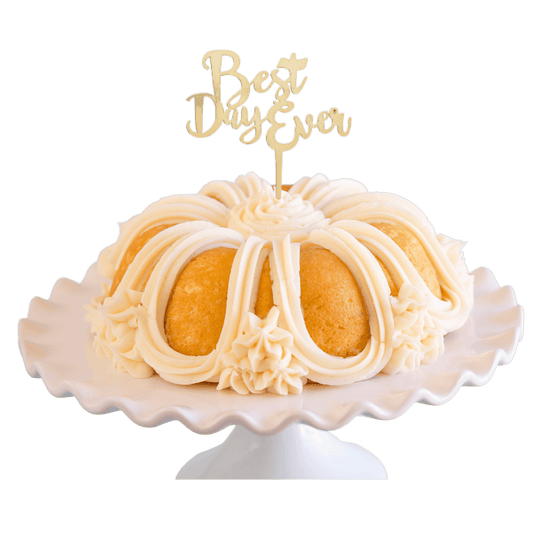Vanilla Bean Gold "BEST DAY EVER" Candle Holder Bundt Cake